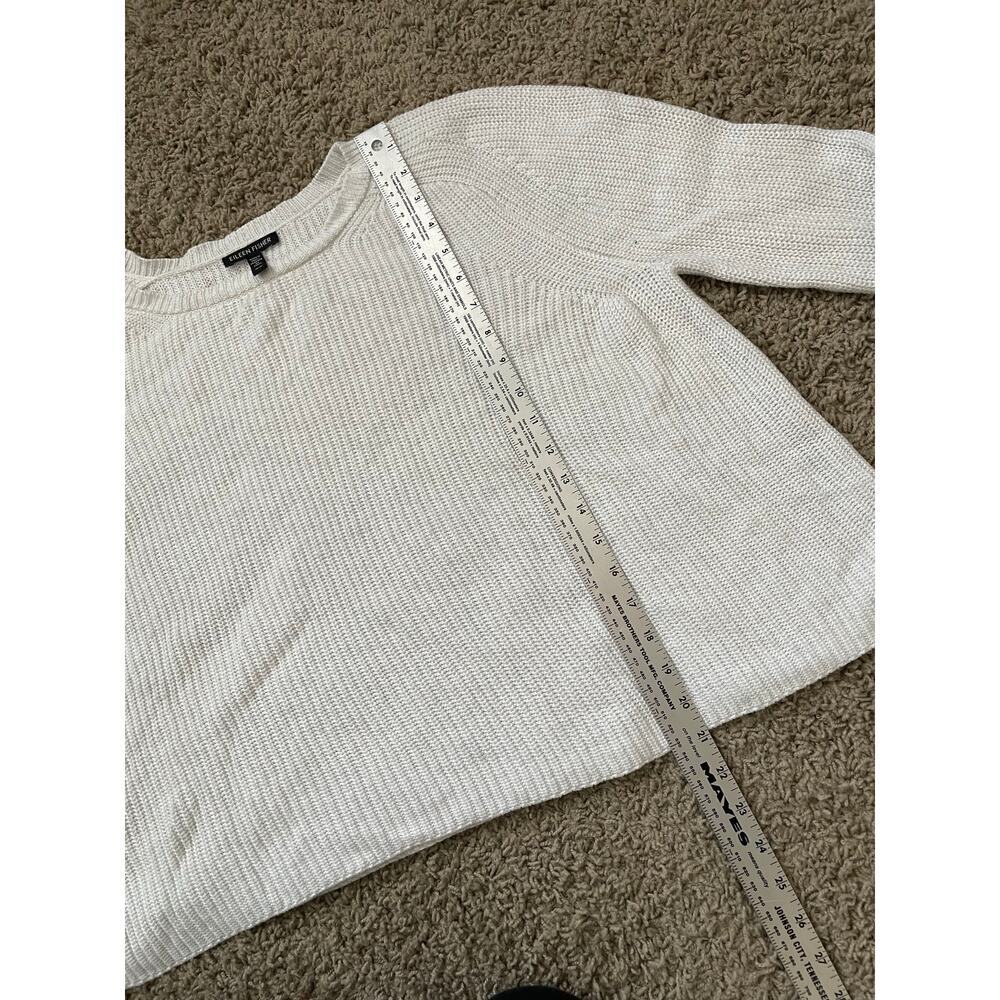 Eileen Fisher White Knit Raglan Sweater cotton lyocel sz M - Picture 7 of 9
